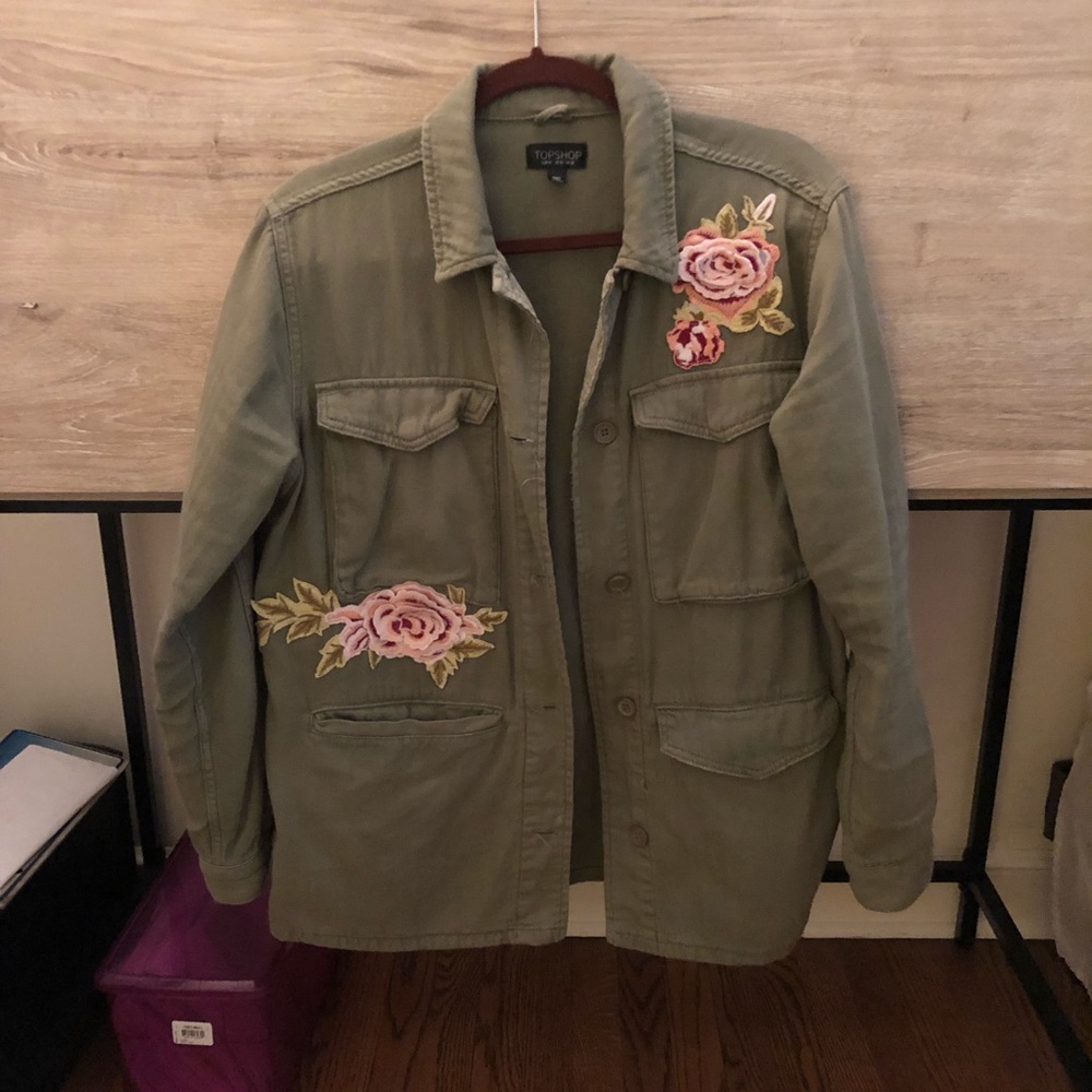 Topshop Military Jacket with embroidery size 10